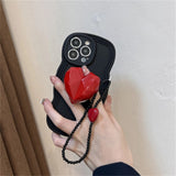 3D Love Heart Bracelet Chain Wave Case for iPhone 14 13 12 series