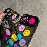 Cute Mirror Smiley Keychain Lens Protection Clear Soft Case For iPhone 14 13 12 series
