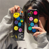 Cute Mirror Smiley Keychain Lens Protection Clear Soft Case For iPhone 14 13 12 series