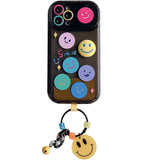 Cute Mirror Smiley Keychain Lens Protection Clear Soft Case For iPhone 14 13 12 series