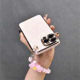 Korean Flower Bracelet Plating Silicone Soft Case For iPhone 15 14 13 12 series
