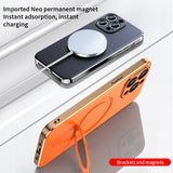 Luxury Leather Magnetic Ring Holder Wireless Charging Camera Protective Case For iPhone 15 Series