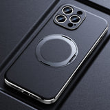 Luxury Leather Magnetic Ring Holder Wireless Charging Camera Protective Case For iPhone 15 Series