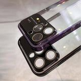 Large Window Transparent PC Plating Case For iPhone 14 13 12 series