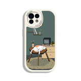 Cute Lazy Cat Good Luck Case For iPhone 14 13 12 series