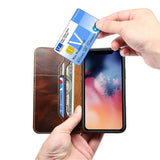 Wallet Finger Strap Leather Case iPhone 14 13 12 series