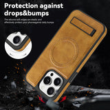 2024 Leather Hidden Stand Magsafe Phone Case For iPhone 15 14 13 Series