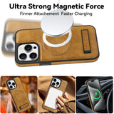 2024 Leather Hidden Stand Magsafe Phone Case For iPhone 15 14 13 Series