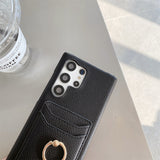 Leather Texture Wallet Card Holder Case With Ring Stand For Samsung Galaxy S23 S22 S21 series