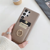 Leather Texture Wallet Card Holder Case With Ring Stand For Samsung Galaxy S23 S22 S21 series