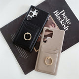 Leather Texture Wallet Card Holder Case With Ring Stand For Samsung Galaxy S23 S22 S21 series