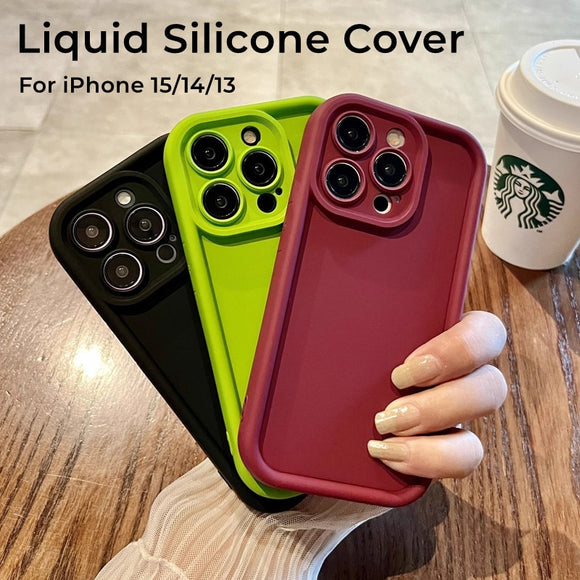 Solid Color Liquid Silicone Case for iPhone 15 14 13 12 series
