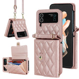 Long Lanyard Wallet Card Slot Crossbody Leather Case For Samsung Galaxy Z Flip 4 3