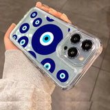 Lucky Eye Blue Evil Eye Print Shockproof Clear Soft Case For iPhone 15 14 13 12 series