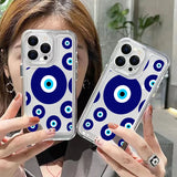 Lucky Eye Blue Evil Eye Print Shockproof Clear Soft Case For iPhone 15 14 13 12 series