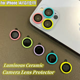 Luminous Lens Protector Ceramic Camera Lens Protective Glass for iPhone 15 14 13 12 series