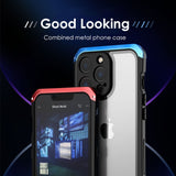 Luxury Aluminum Silicone Frame Transparent Glass Back Case For iPhone 14 13 series
