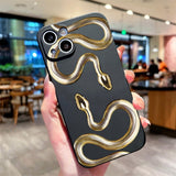 Luxury Snake Pattern Case For iPhone 14 13 12 series