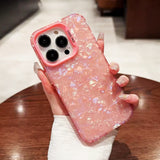 Luxury Bling Glitter Dream Shell Marble Soft Bumper Hard Acrylic Case For iPhone 15 14 13 12 series