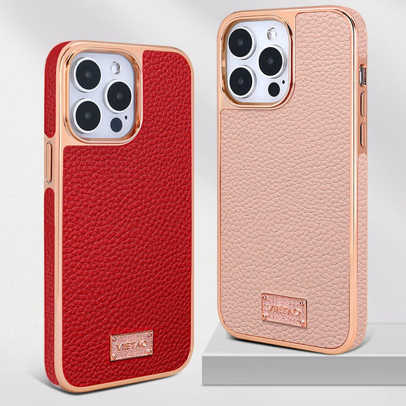 Luxury Electroplating Leather Texture Case For iPhone 14 13 12 series