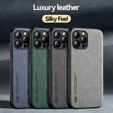 Luxury Car Magnetic Holder Leather Texture Case for iPhone 14 13 12 series