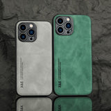 Luxury Car Magnetic Holder Leather Texture Case for iPhone 14 13 12 series