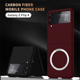 Carbon Fiber Pattern Magsafe Magnetic Wireless Charging Hard Case for Samsung Z Flip 4 3