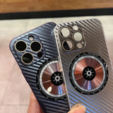 Luxury Carbon Fiber Texture Magsafe Magnetic Lens Glass Protection Case For iPhone 14 13 12 series