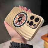 Luxury Carbon Fiber Texture Magsafe Magnetic Lens Glass Protection Case For iPhone 14 13 12 series