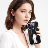 Luxury Carbon Fiber Texture Stand TPU Soft Frame Shockproof Bracket Case For iPhone 14 13 12 series