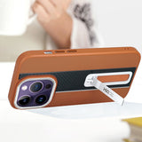 Luxury Carbon Fiber Texture Stand TPU Soft Frame Shockproof Bracket Case For iPhone 14 13 12 series