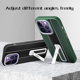 Luxury Carbon Fiber Texture Stand TPU Soft Frame Shockproof Bracket Case For iPhone 14 13 12 series