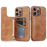 Luxury Card Slot Leather Camera Protective Stand Flip Case for iPhone 14 13 12 series