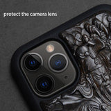 Luxury Carved 3D Stereo Ebony Wood TPU Full Protective Case For iPhone 11 Pro Max