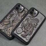 Luxury Carved 3D Stereo Ebony Wood TPU Full Protective Case For iPhone 11 Pro Max