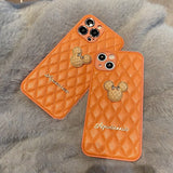 Luxury Cute Cartoon Lens Protection Leather Case For iPhone 14 13 12 series