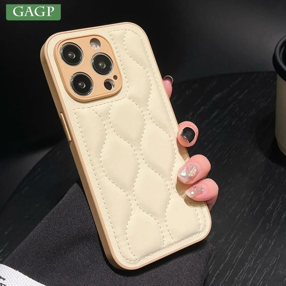 Luxury Down Jacket Camera Protect Shockproof Soft Case For iPhone 15 14 13 12 series