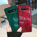 Luxury Bling Sequin Gold Foil Marble Epoxy Soft Silicone Case For Samsung Galaxy Note 10 Series