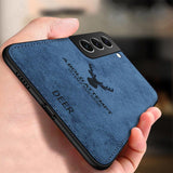 Deer Pattern Soft TPU Frame Cloth Texture Case For Samsung Galaxy S23 S22 S21 series