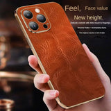 Luxury Retro Genuine Leather Case With Lens Protection For iPhone 15 series