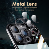 Luxury Glass Metal Lens Film Protection TPU Soft Case For iPhone 14 13 12 series