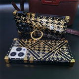 Luxury Glitter Square Houndstooth Plaid Pattern Case For iPhone 14 13 12 series