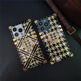 Luxury Glitter Square Houndstooth Plaid Pattern Case For iPhone 14 13 12 series