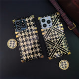 Luxury Glitter Square Houndstooth Plaid Pattern Case For iPhone 14 13 12 series