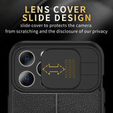 Luxury Leather Case with Slide Camera Lens Protection for iPhone 14 13 12 series