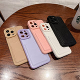 Luxury Leather Silicone Card Holder Case for iPhone 14 13 12 series