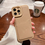 Luxury Leather Silicone Card Holder Case for iPhone 14 13 12 series