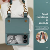 Luxury Leather Wristband Hybrid PU+PC Handbag Strap Case For Samsung Galaxy Z Flip 4 3