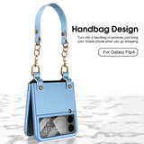 Luxury Leather Wristband Hybrid PU+PC Handbag Strap Case For Samsung Galaxy Z Flip 4 3