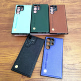 Luxury Magnetic Car Leather Metel Plate Case For Samsung Galaxy S23 S22 Ultra Plus